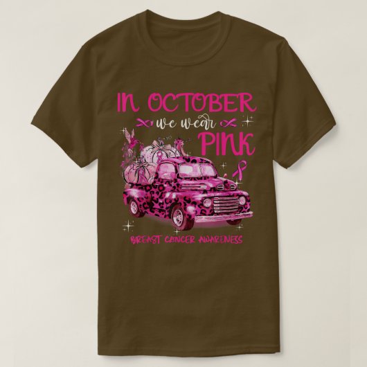 In oktober Draag we roze roze vrachtwagen Hummingb T-shirt (Design voorkant)