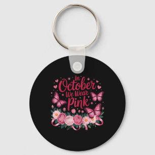 In oktober Draag we roze Schattigee vlinderbloei v Sleutelhanger