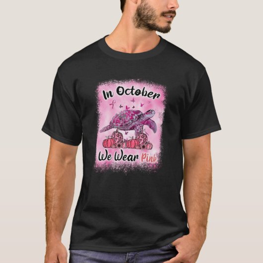 In oktober Draag we roze schildpadkanker T-shirt (Voorkant)
