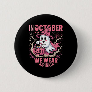 In oktober Draag we roze Shirt borstkankerwaren Ronde Button 5,7 Cm