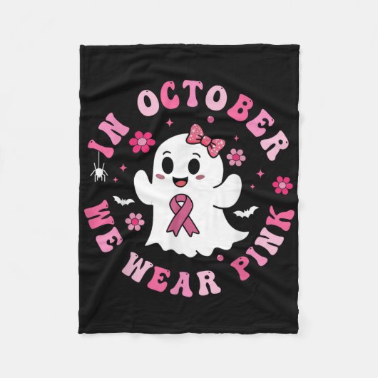 In oktober Draag we roze Shirt spookborstkanker Fleece Deken (Voorkant)