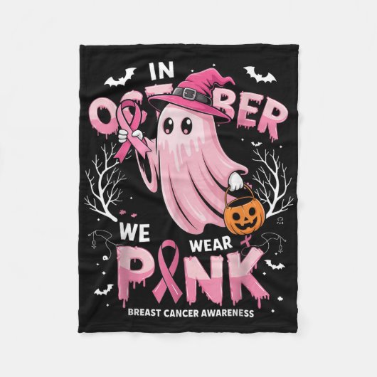 In oktober Draag we roze Shirt spookborstkanker Fleece Deken (Voorkant)