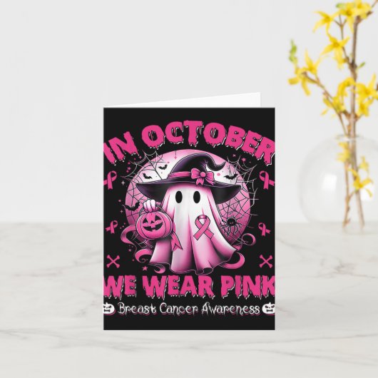 In oktober Draag we roze Shirt spookborstkanker Kaart (Gele Bloem)