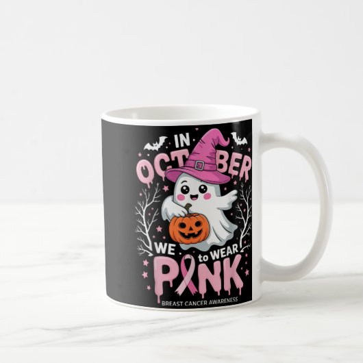 In oktober Draag we roze Shirt spookborstkanker Koffiemok (Rechts)