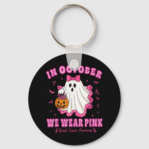 In oktober Draag we roze Shirt spookborstkanker Sleutelhanger