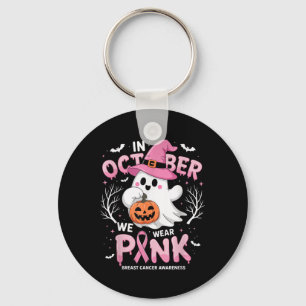 In oktober Draag we roze Shirt spookborstkanker Sleutelhanger