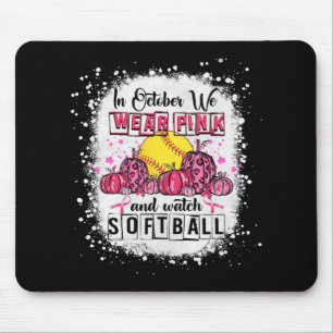 In oktober draag we roze Softball Breast Cancer Aw Muismat