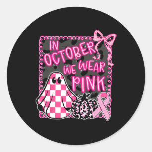 In oktober Draag we roze spooklint borstkanker Ronde Sticker