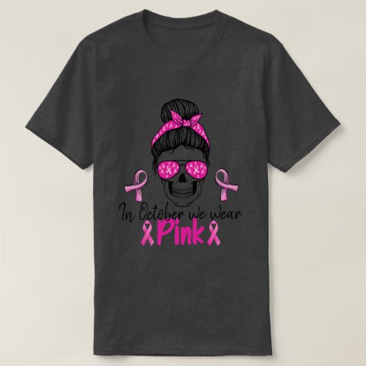 In oktober Draag we roze suikerschedel T-shirt (Design voorkant)