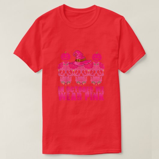 In oktober Draag we roze suikerschedel T-shirt (Design voorkant)