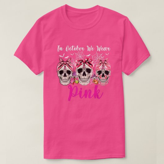 In oktober Draag we roze suikerschedel T-shirt (Design voorkant)
