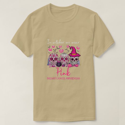 In oktober Draag we roze suikerschedel T-shirt (Design voorkant)