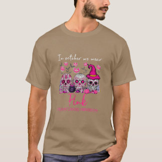 In oktober Draag we roze suikerschedel T-shirt