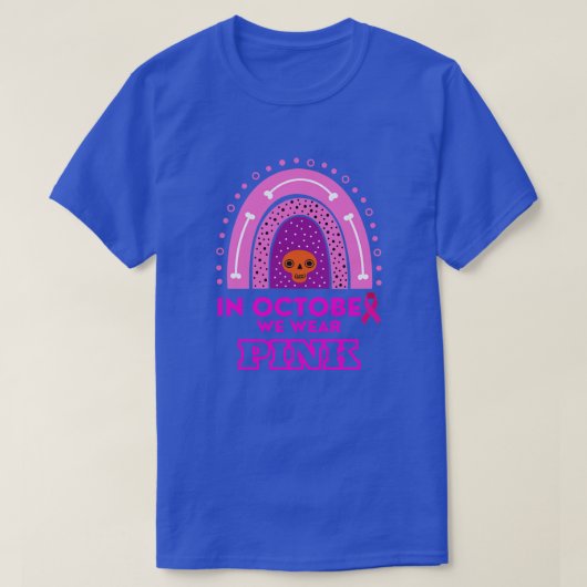 In oktober Draag we roze suikerschedel T-shirt (Design voorkant)