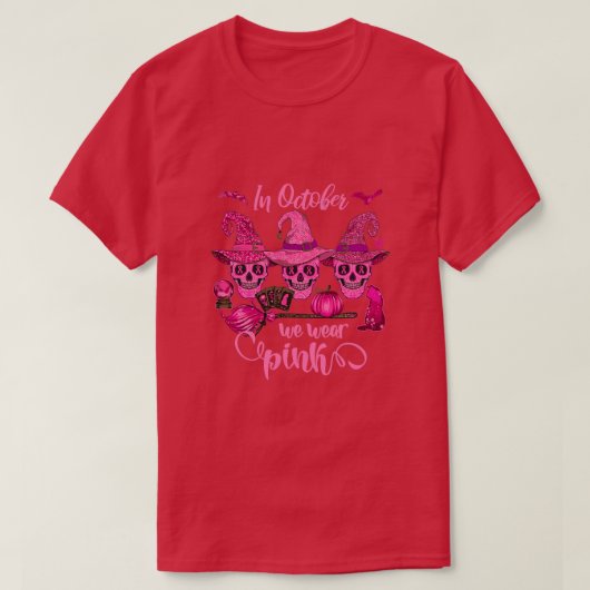 In oktober Draag we roze suikerschedel T-shirt (Design voorkant)
