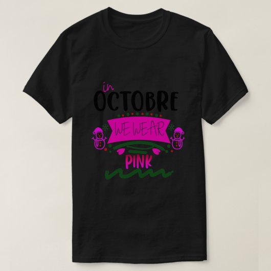 In oktober Draag we roze suikerschedel T-shirt (Design voorkant)