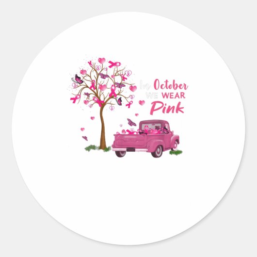 In oktober draag we roze T Ronde Sticker (Voorkant)