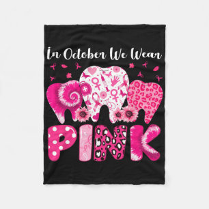 In oktober Draag we roze tand luipaard tandvlees Fleece Deken