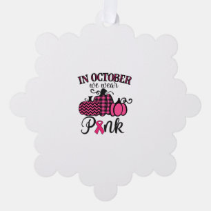 In oktober Draag we roze Thanksgiving borstkanker Ornament Kaart