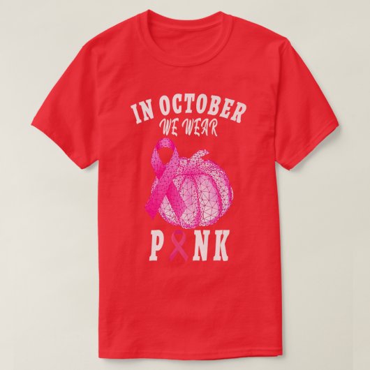 In oktober Draag we roze Thanksgiving borstkanker T-shirt (Design voorkant)