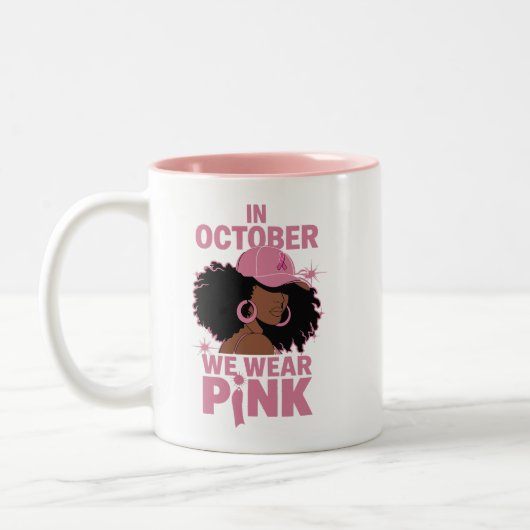 In oktober Draag we roze Tweekleurige Koffiemok (Links)