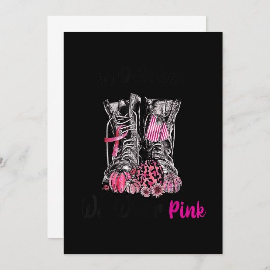 In oktober Draag we roze veteranenborst-kanker Save The Date (Voorkant / Achterkant)