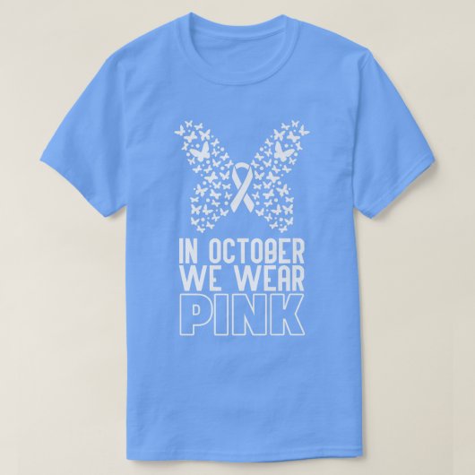 In oktober Draag we roze vlinderkast T-shirt (Design voorkant)