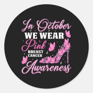 In oktober Draag we roze vlinders borstkanker Ronde Sticker