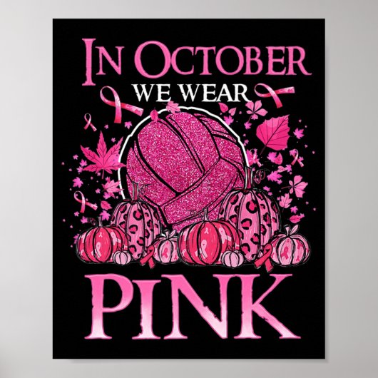 In oktober Draag we roze volleybalborstkanker A Poster (Voorkant)