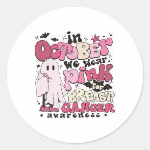 In oktober Draag we roze voor borstkanker. Ronde Sticker