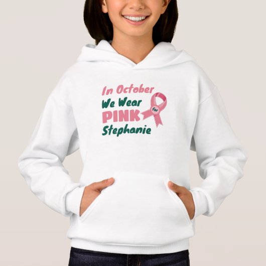 In oktober Draag we roze voor [Custom Name] (Voorkant)