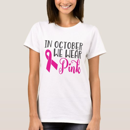 In oktober Draag we roze | Voorlichting over borst T-shirt (Voorkant)