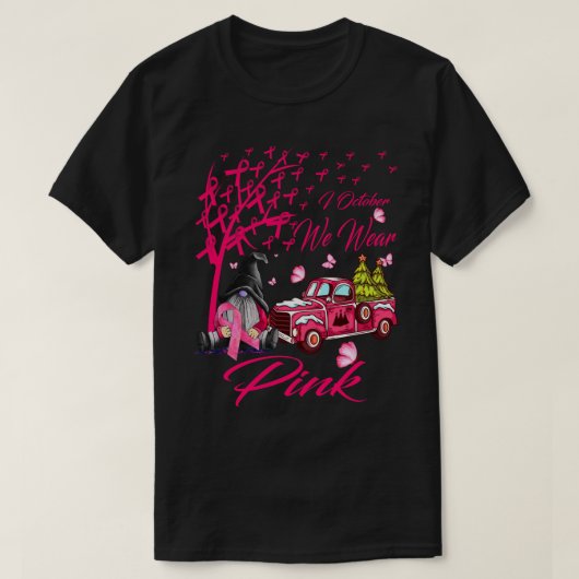 In oktober Draag we roze vrachtwagenbarkanker T-shirt (Design voorkant)