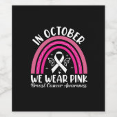 In oktober draag we roze wijn etiket (Enkel label)