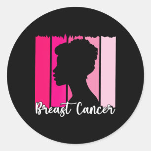In oktober Draag we roze zwarte afro vrouwen borst Ronde Sticker