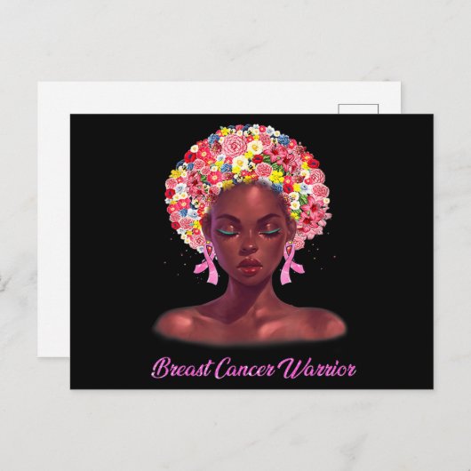 In oktober Draag we roze zwarte borstkanker Briefkaart (Voorkant / Achterkant)