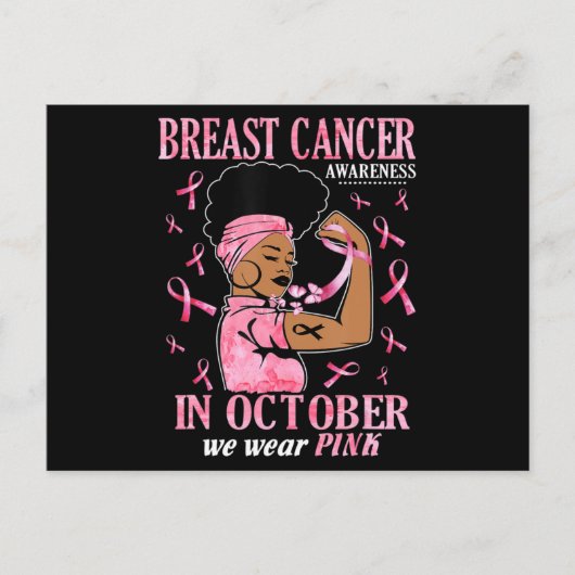 In oktober Draag we roze zwarte borstkanker Briefkaart (Voorkant)