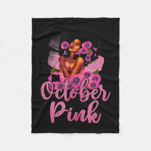 In oktober Draag we roze zwarte borstkanker Fleece Deken