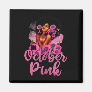 In oktober Draag we roze zwarte borstkanker Magneet