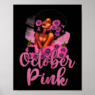 In oktober Draag we roze zwarte borstkanker Poster