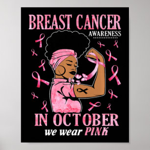 In oktober Draag we roze zwarte borstkanker Poster