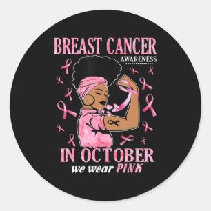 In oktober Draag we roze zwarte borstkanker Ronde Sticker