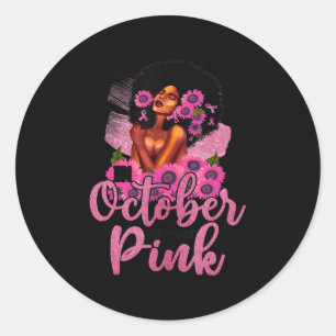 In oktober Draag we roze zwarte borstkanker Ronde Sticker