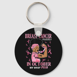 In oktober Draag we roze zwarte borstkanker Sleutelhanger