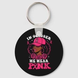 In oktober Draag we roze zwarte borstkanker Sleutelhanger