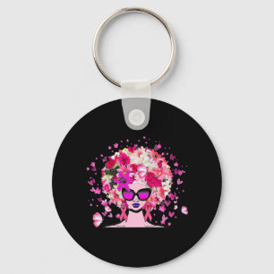 In oktober Draag we roze zwarte borstkanker Sleutelhanger