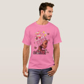 In oktober Draag we roze zwarte borstkanker T-shirt (Voorkant volledig)