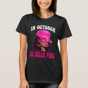 In oktober Draag we roze zwarte borstkanker T-shirt