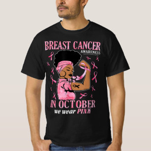 In oktober Draag we roze zwarte borstkanker T-shirt