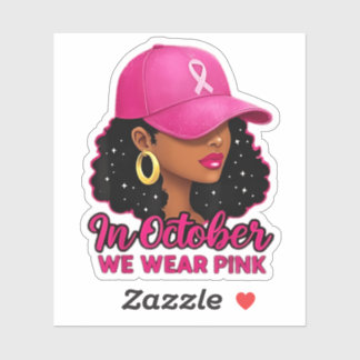 In oktober Draag we roze zwarte vrouwen borstkanke Sticker